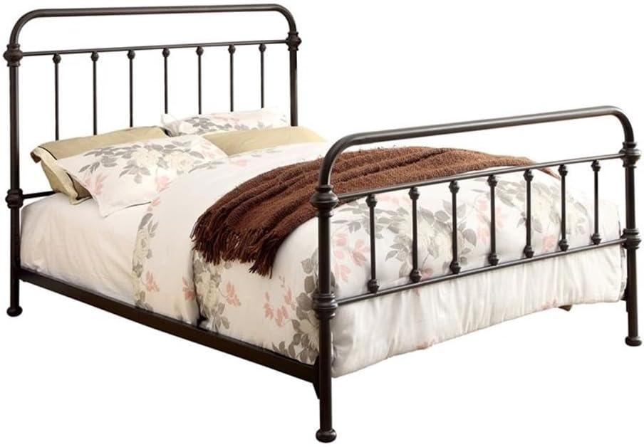 California King Dark Bronze Metal Spindle Bed with Headboard