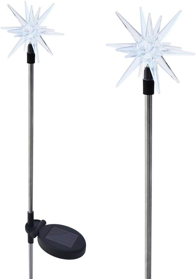 Solar-Powered Stainless Steel Starburst LED Garden Stakes