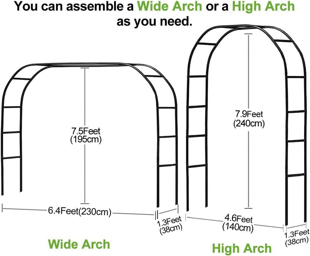 Black Metal Adjustable Garden Arbor for Climbing Plants