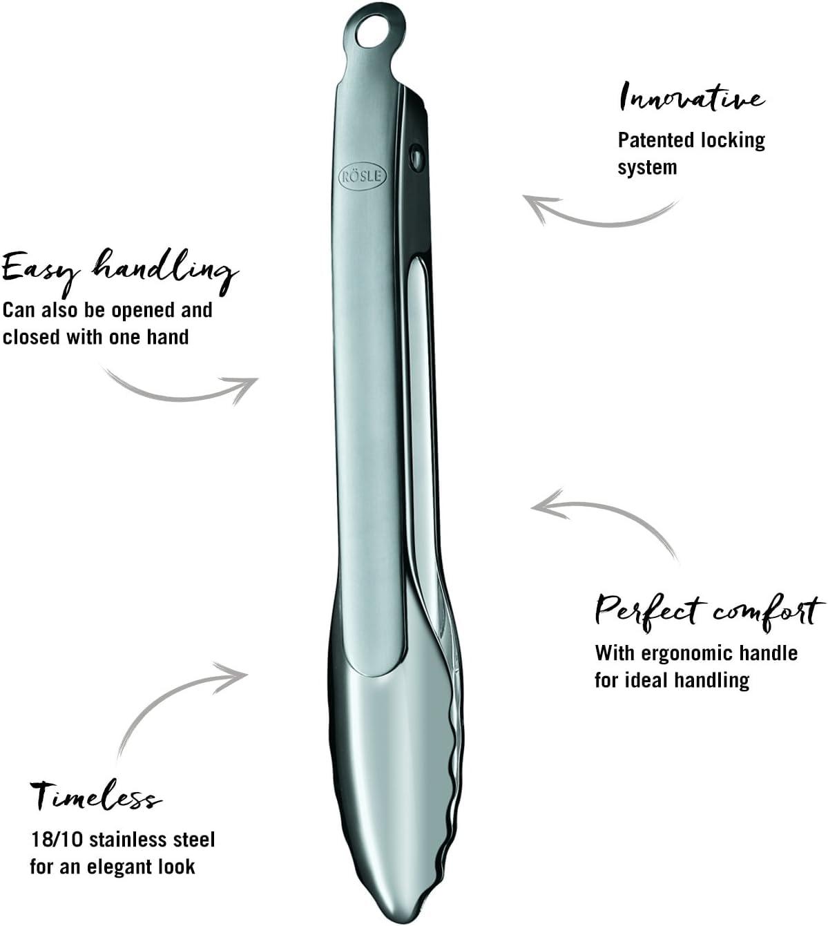 Rosle 9 Inch Locking Tongs, Stainless Steel