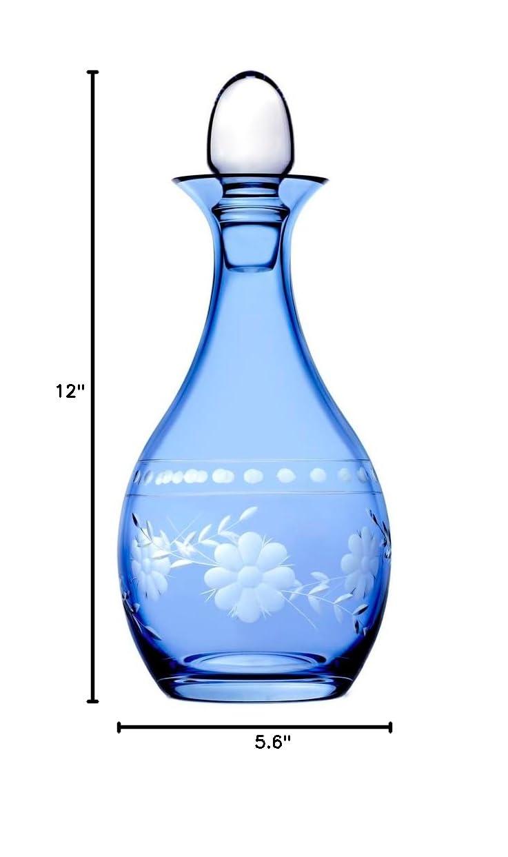 Godinger Silver Art Co Celosia Baby Blue Decanter 48 oz
