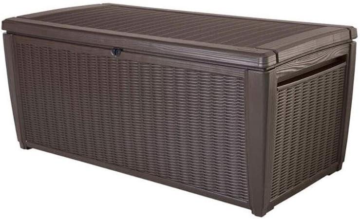 Keter Sumatra 135 Gallon Large Durable Resin Outdoor Storage and Organization Deck Box Ideal For Garden Patio Furniture and Supplies