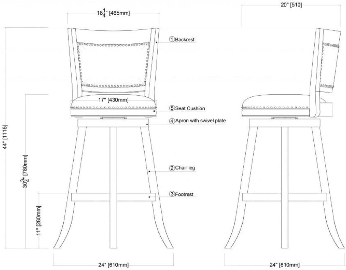 Dovecove Falken Swivel Upholstered Counter Stool with Solid Wood Frame