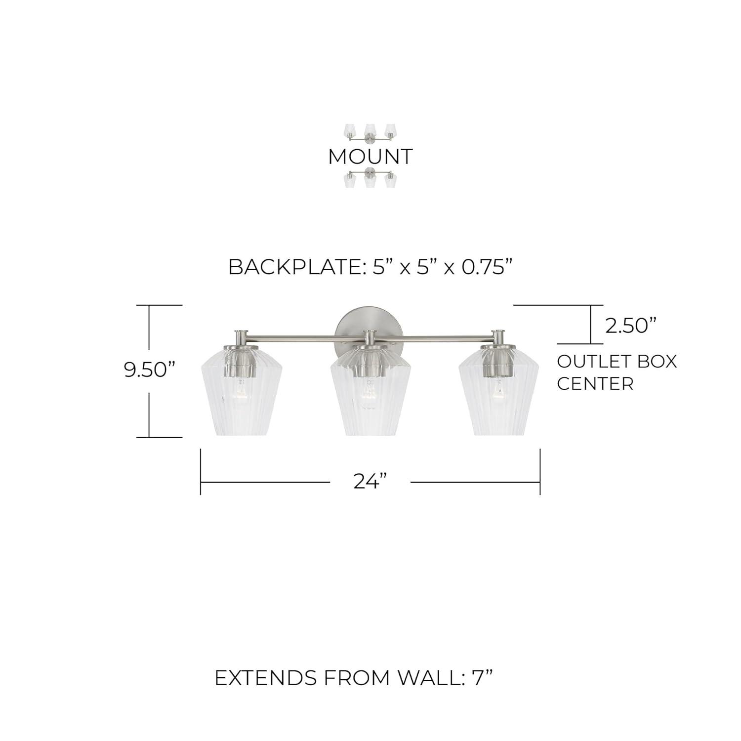Aged Brass and Clear Glass 3-Light Vanity Fixture