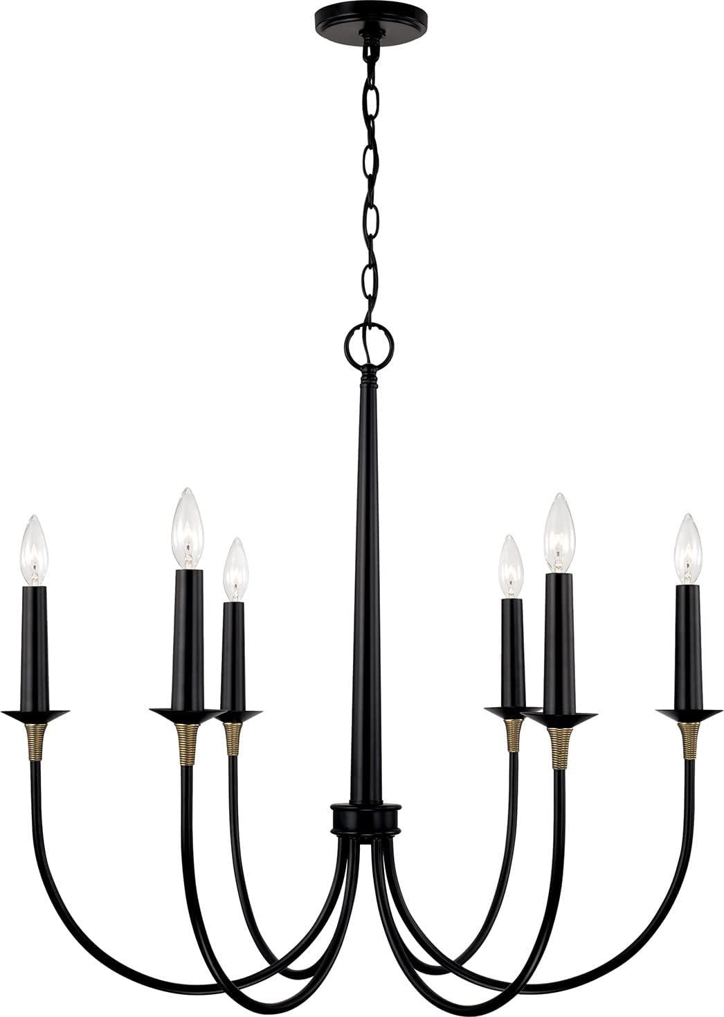 Amara Matte Black and Brass 6-Light Traditional Chandelier