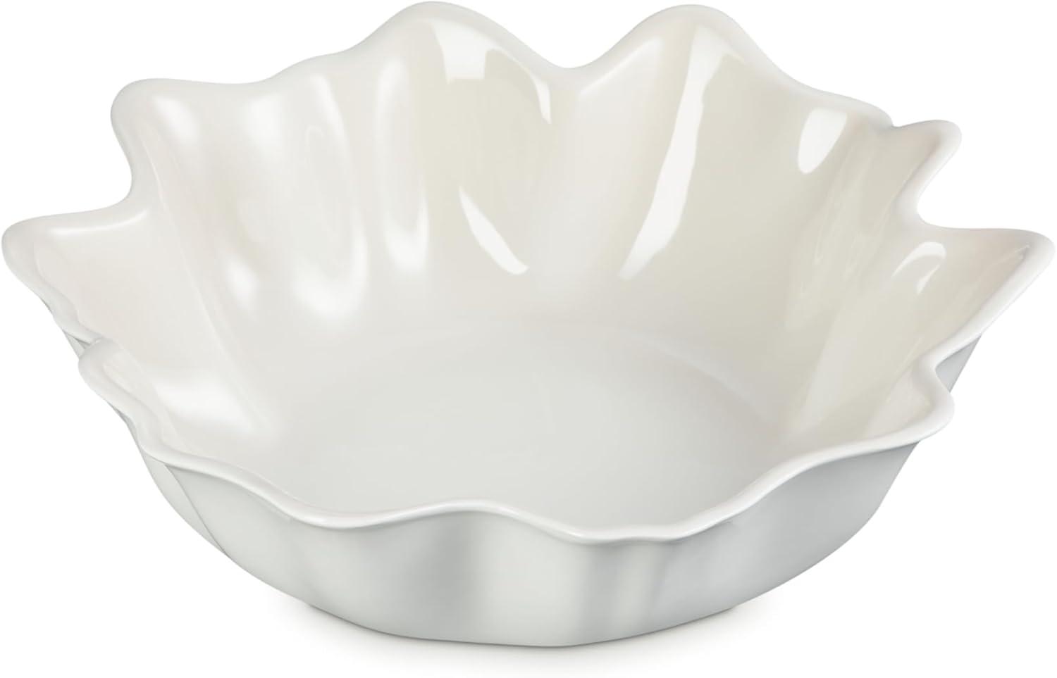 Meringue White Ceramic 15" Petal Serving Bowl