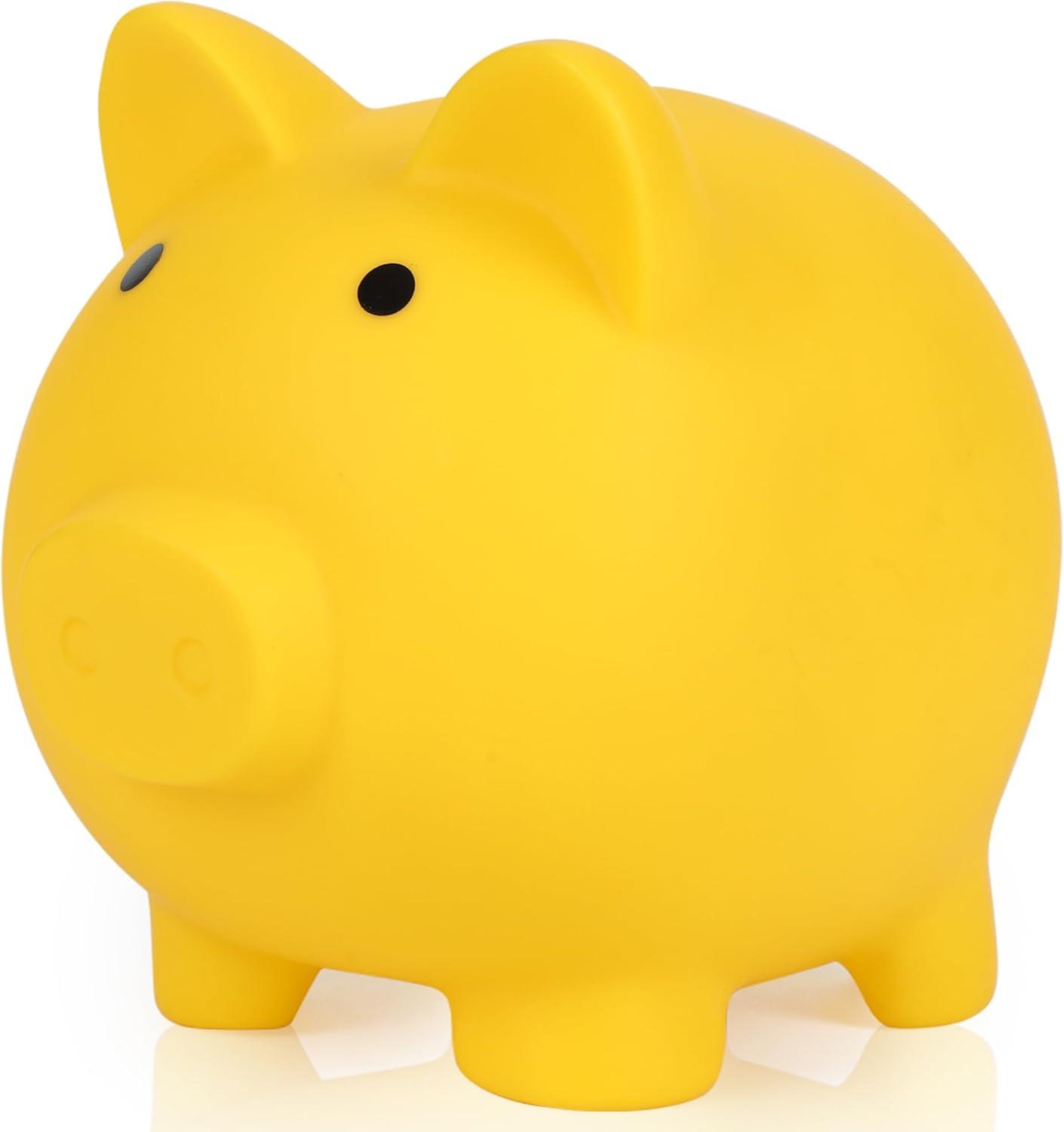 Piggy Bank, Unbreakable Plastic Money Bank, Coin Bank for Girls and Boys,Piggy Banks, Practical Gifts for Birthday - Yellow