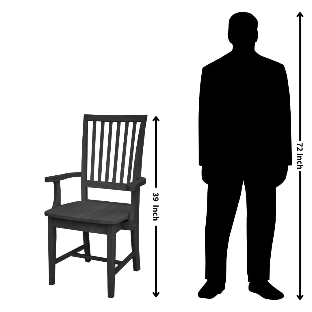 Mission Side Chair with Arms Unfinished - International Concepts: Solid Wood, Slat Back, Kitchen Furniture
