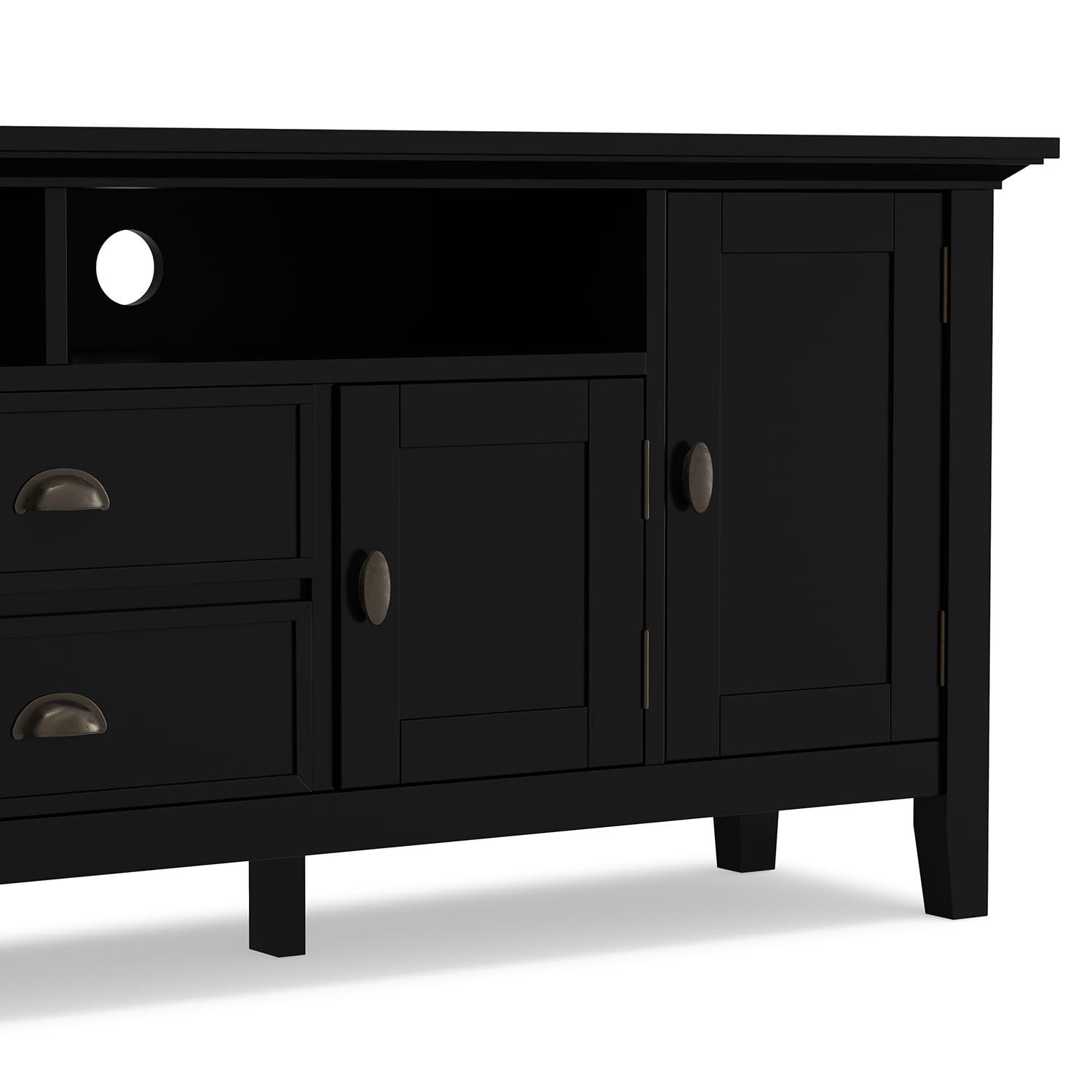 Simpli Home Redmond 72"W Solid Wood TV Stand for TVs up to 80" with Storage Cabinets