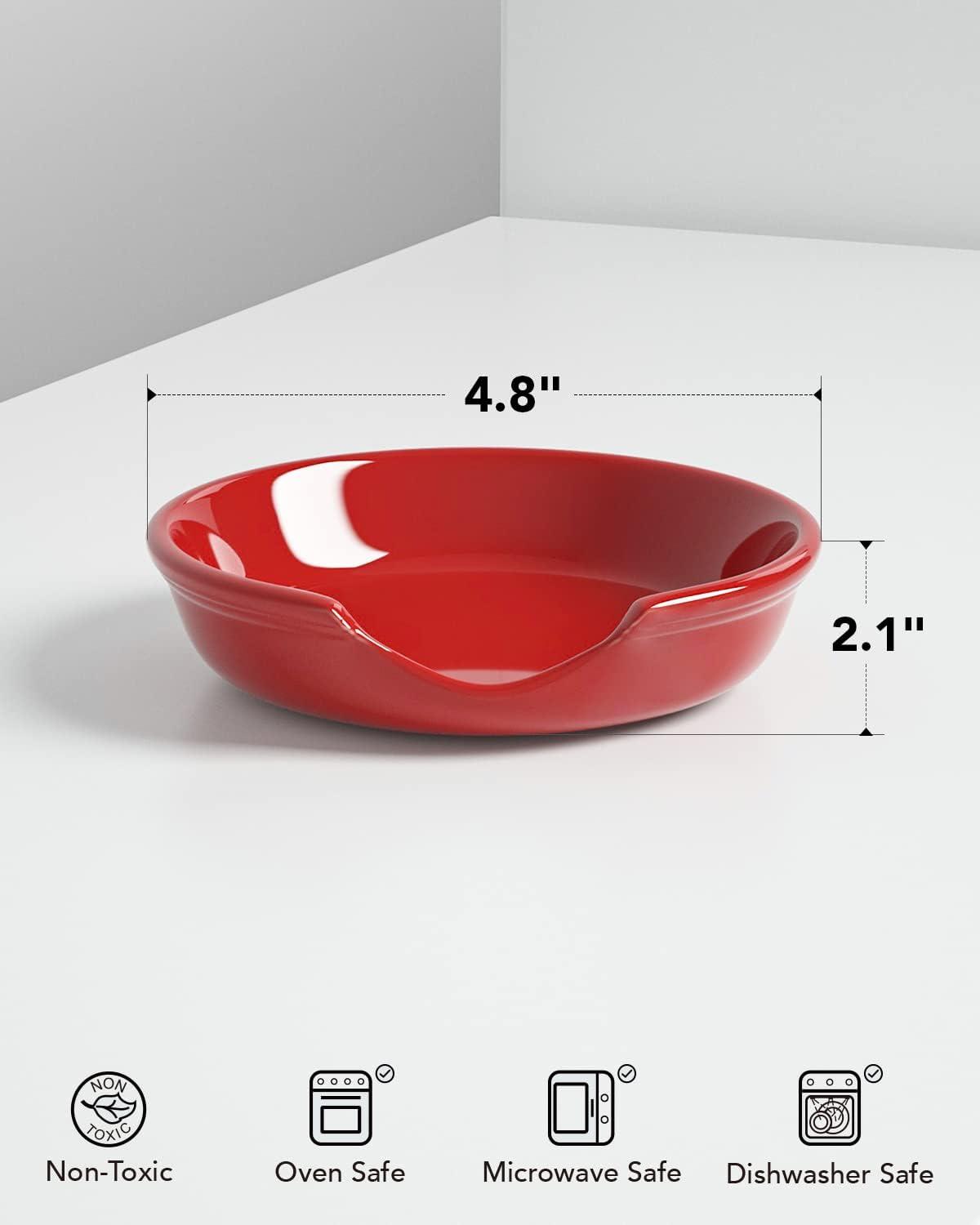 Cerise Red Ceramic Spoon Rest for Kitchen Utensils