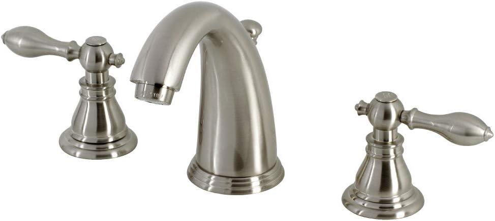 Kingston Brass American Classic Two-Handle 3-Hole Deck Mount Widespread Bathroom Faucet with Retail Pop-Up Drain