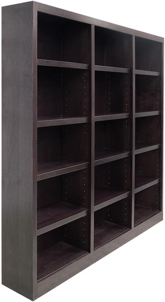 Winston Porter Flannagan Triple Wide Wood Bookcase, 15 Bookshelf, 72 inch Tall Storage and Display Bookshelf for Home Office and Living Room