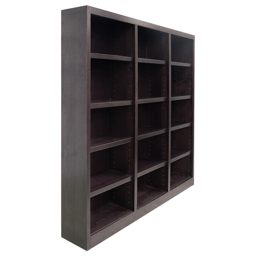 Winston Porter Flannagan Triple Wide Wood Bookcase, 15 Bookshelf, 72 inch Tall Storage and Display Bookshelf for Home Office and Living Room