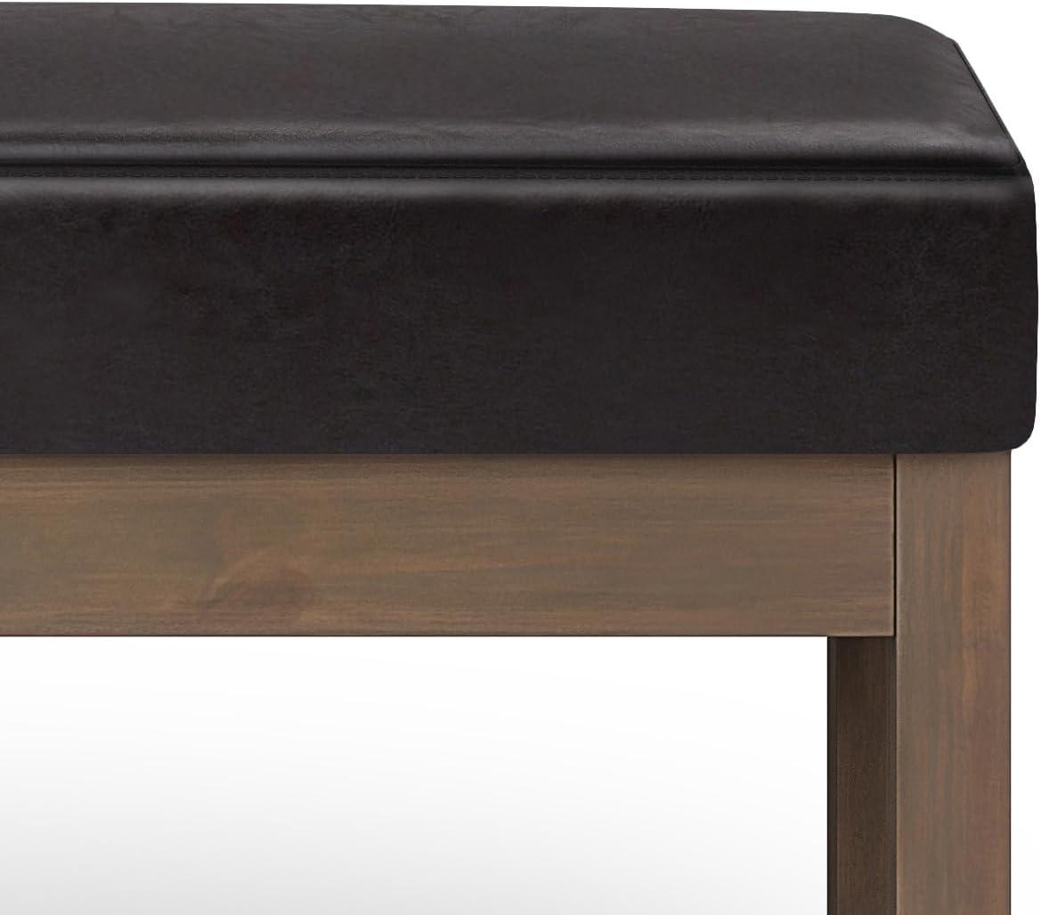 Simpli Home Milltown Ottoman Bench with Upholstered Seat and Solid Wood Frame