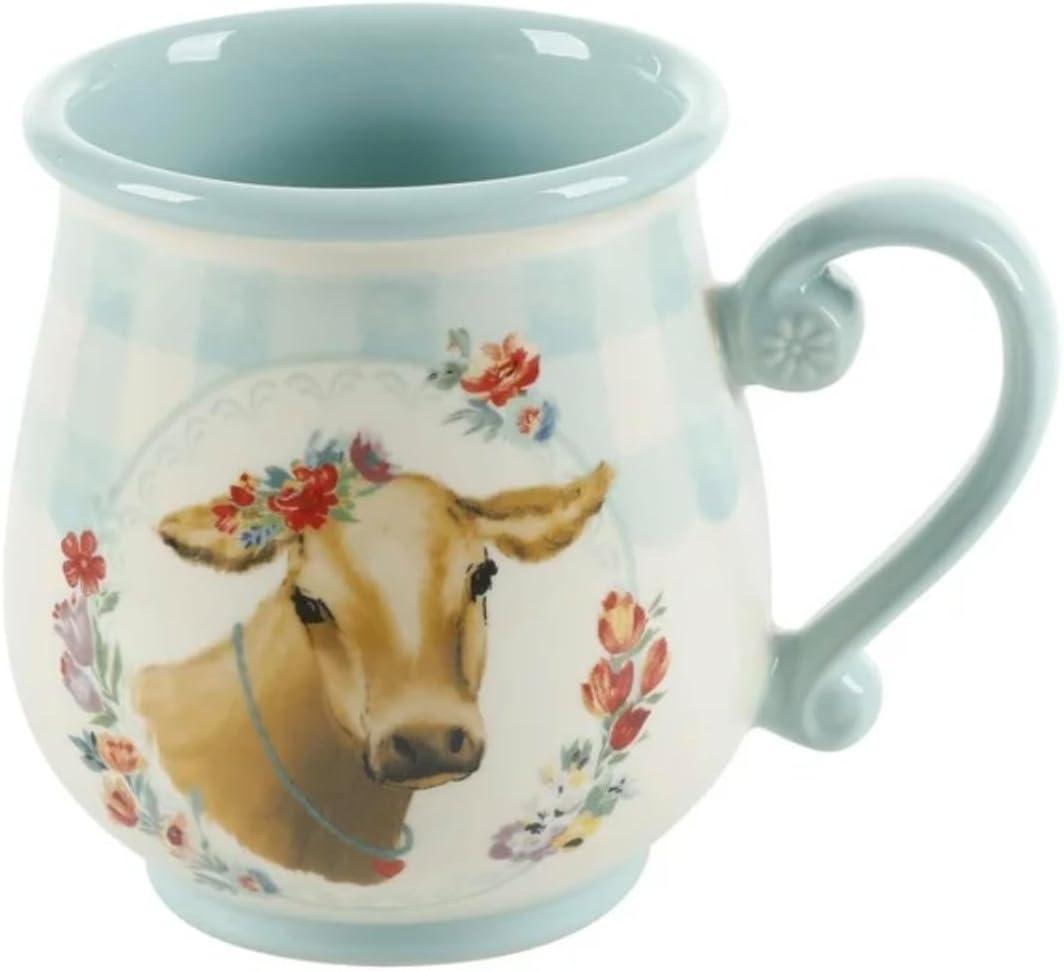 The Pioneer Woman Novelty Gingham 16 oz Multi-Color Stoneware Mugs, Set of 4