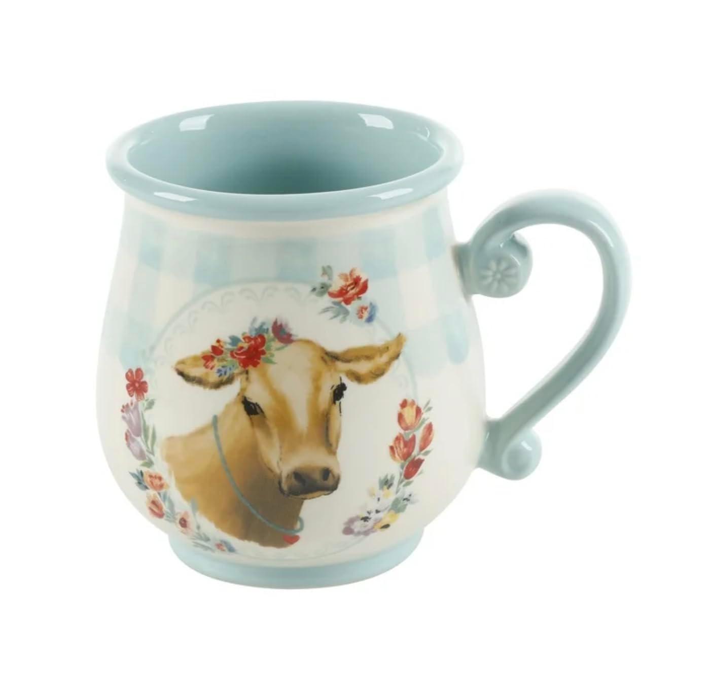 The Pioneer Woman Novelty Gingham 16 oz Multi-Color Stoneware Mugs, Set of 4