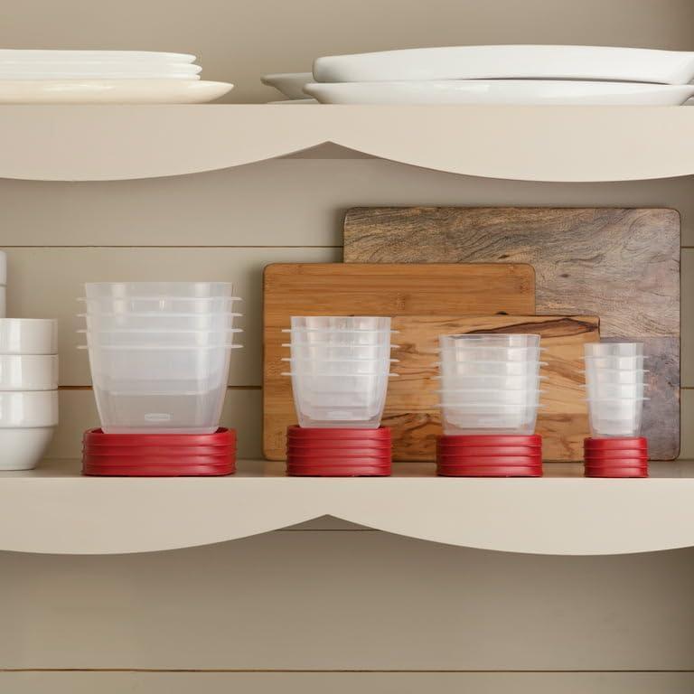 Clear BPA-Free 14-Cup Food Storage Container Set with Red Lids