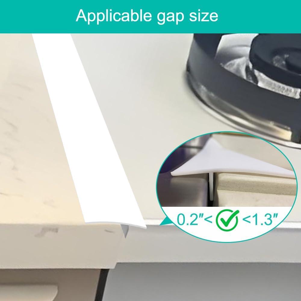 Stove Counter Gap Cover, Kitchen Silicone Oven Gap Filler – 25 Inches Countertop Strips Gap Guard, Easy to Clean (White)
