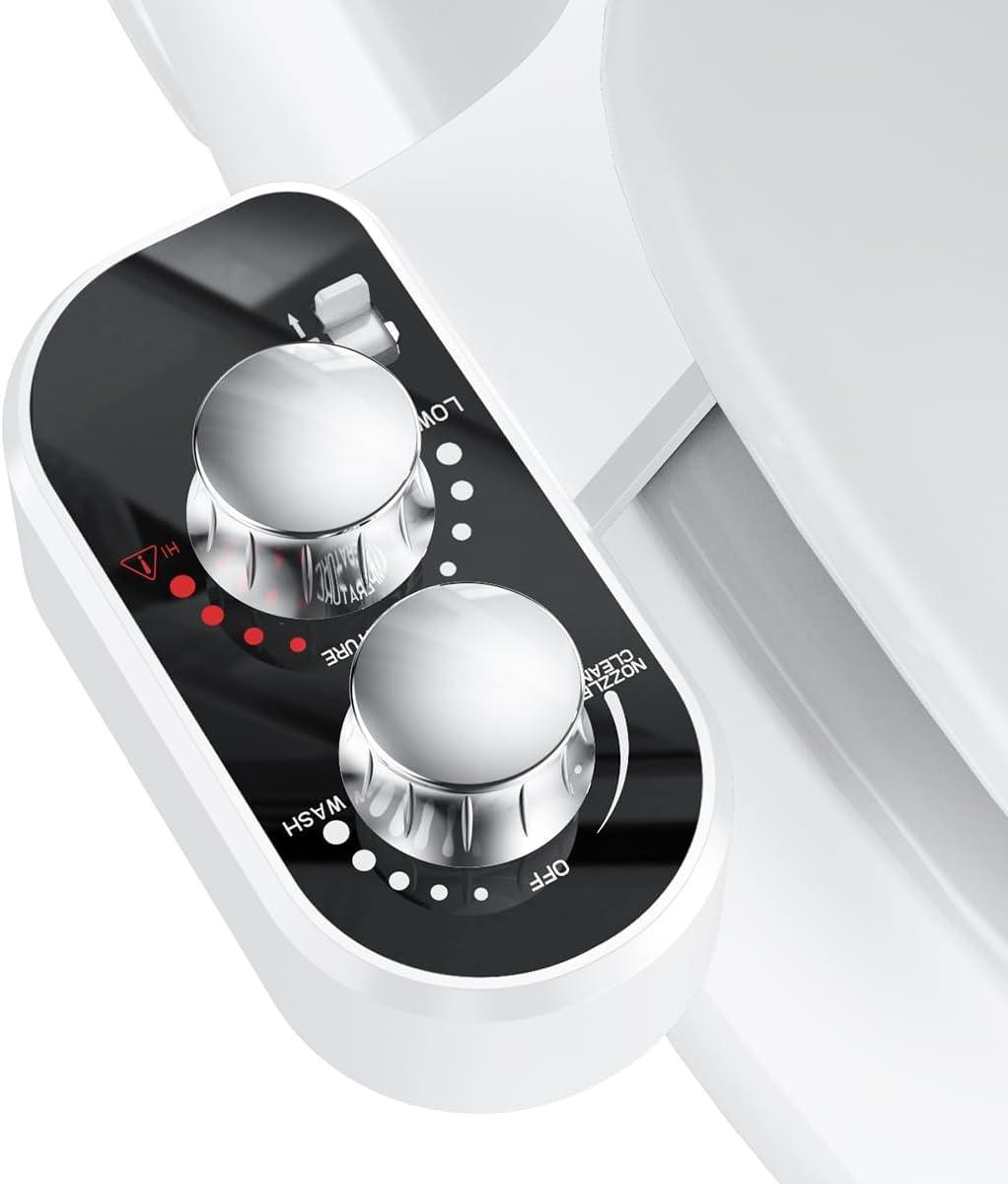 Hot and Cold Bidet Attachment for Toilet, Ultra-Slim Bidet Attachment Warm Water, Non-Electric Adjustable Pressure Self Cleaning Sprayer Nozzle Control for Posterior, Feminine Wash (Chrome)