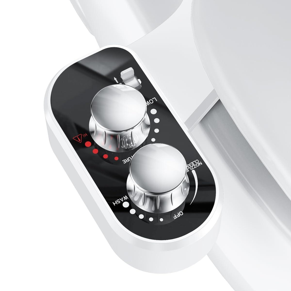 Hot and Cold Bidet Attachment for Toilet, Ultra-Slim Bidet Attachment Warm Water, Non-Electric Adjustable Pressure Self Cleaning Sprayer Nozzle Control for Posterior, Feminine Wash (Chrome)