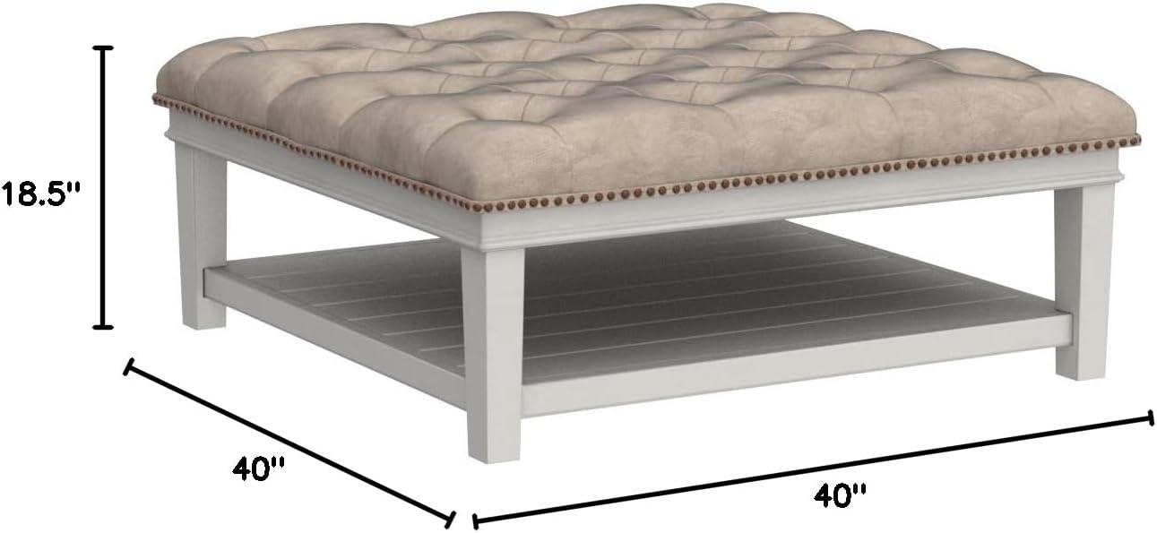 Signature Design by Ashley Contemporary Kanwyn Upholstered Ottoman Coffee Table, Whitewash