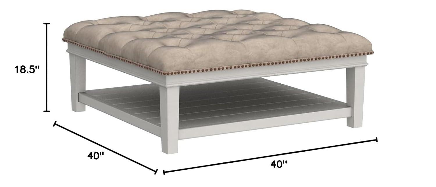 Signature Design by Ashley Contemporary Kanwyn Upholstered Ottoman Coffee Table, Whitewash