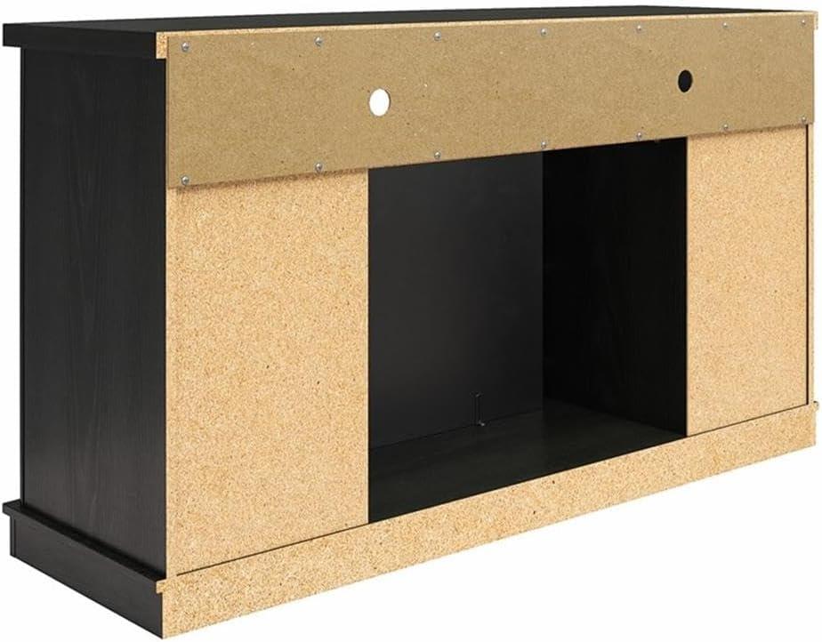 Barrow Creek Black Oak Fireplace TV Console with Glass Doors