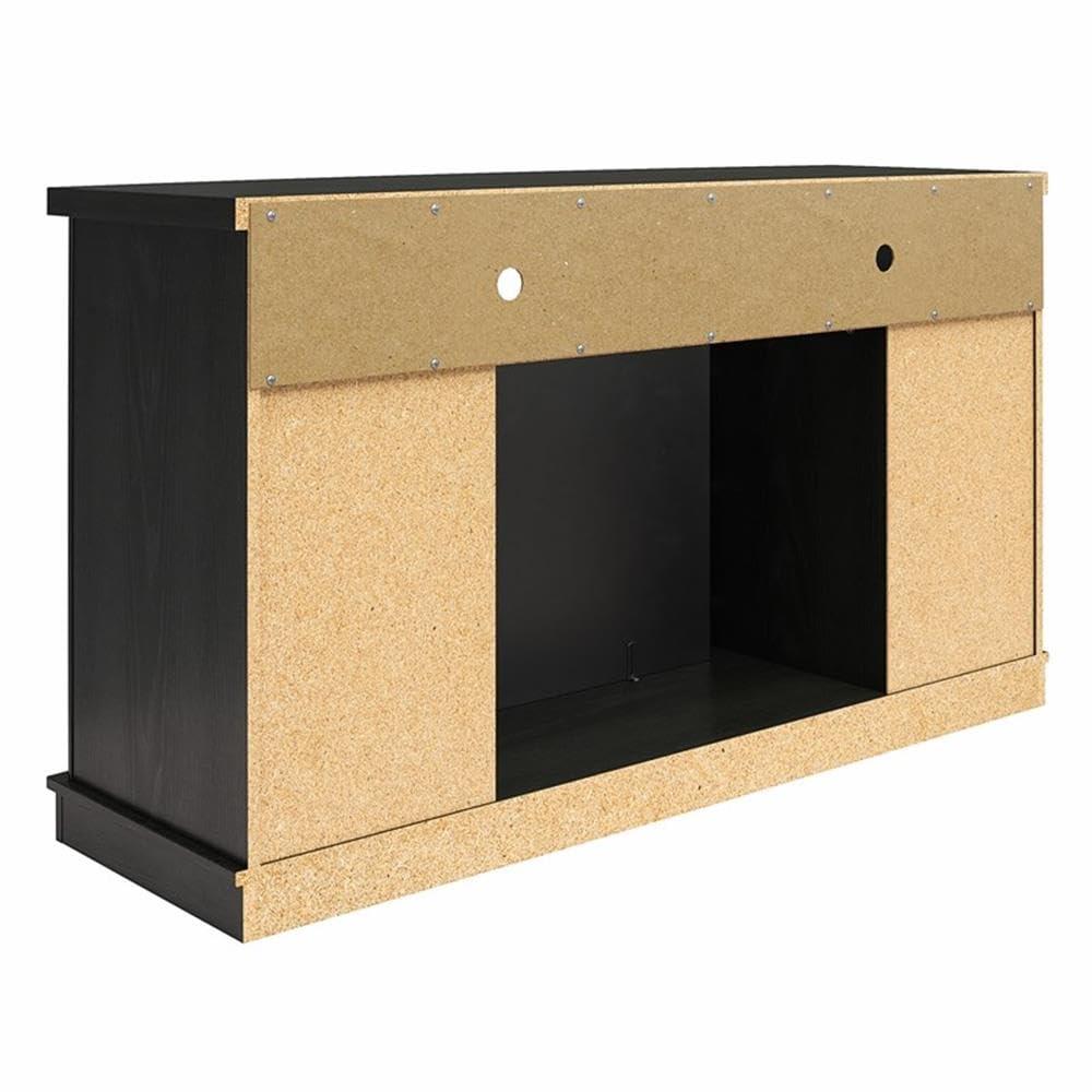 Barrow Creek Black Oak Fireplace TV Console with Glass Doors