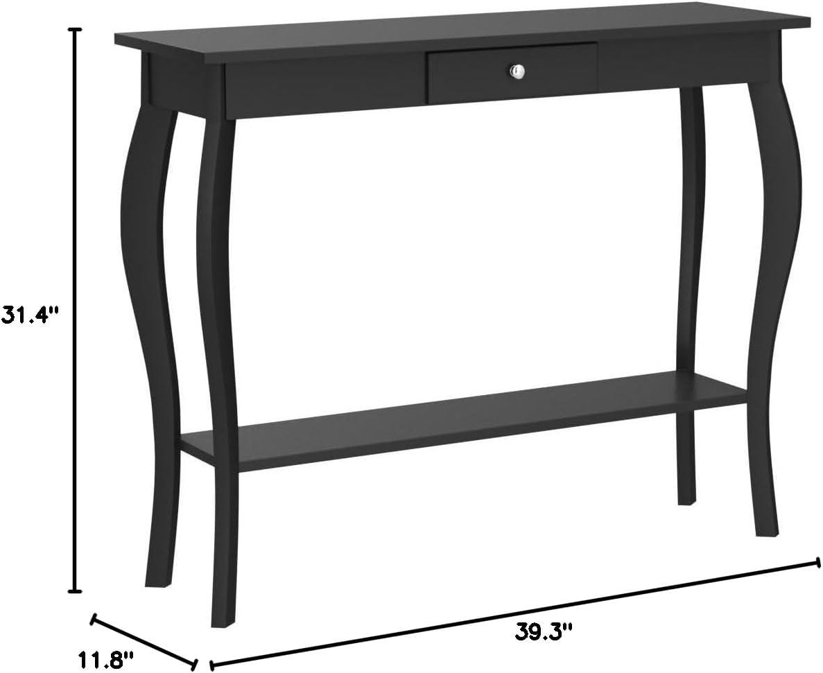 Espresso Engineered Wood Console Table with Drawer and Shelf