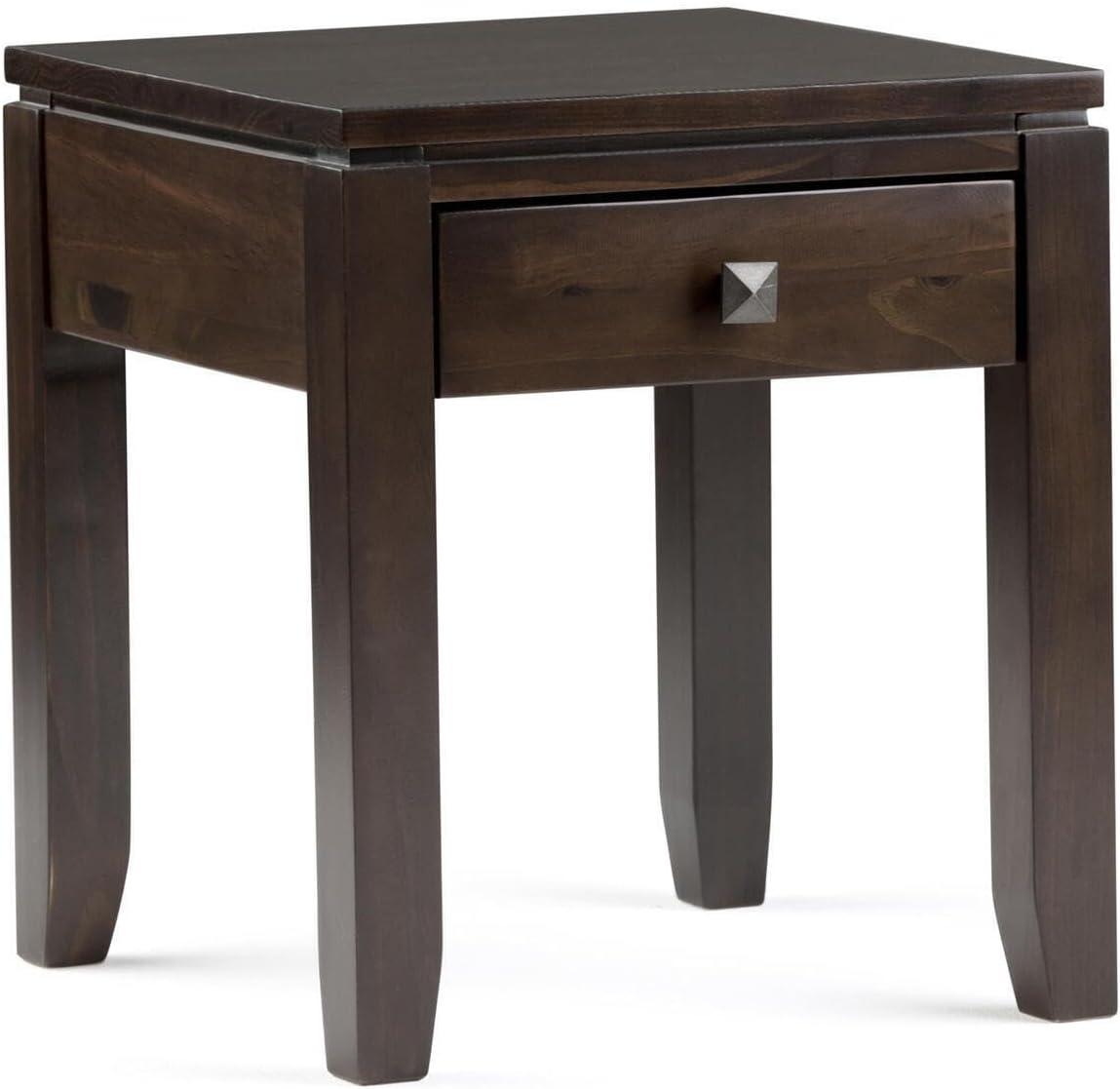 Simpli Home Cosmopolitan 18"W Solid Wood Contemporary Square End Table with Drawer