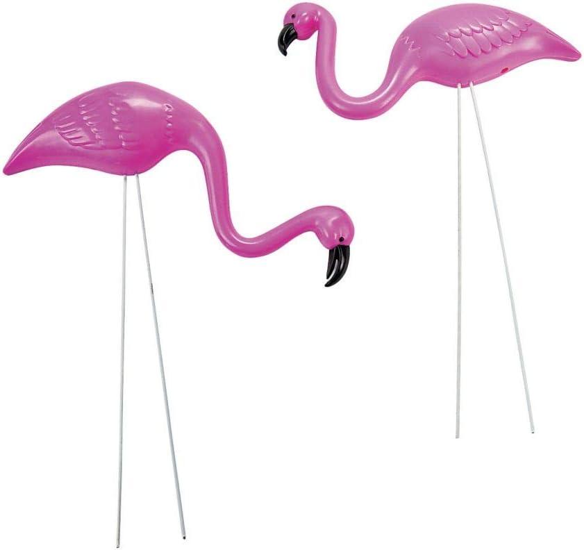 Fun Express Plastic Mini Pink Flamingo Yard Ornaments