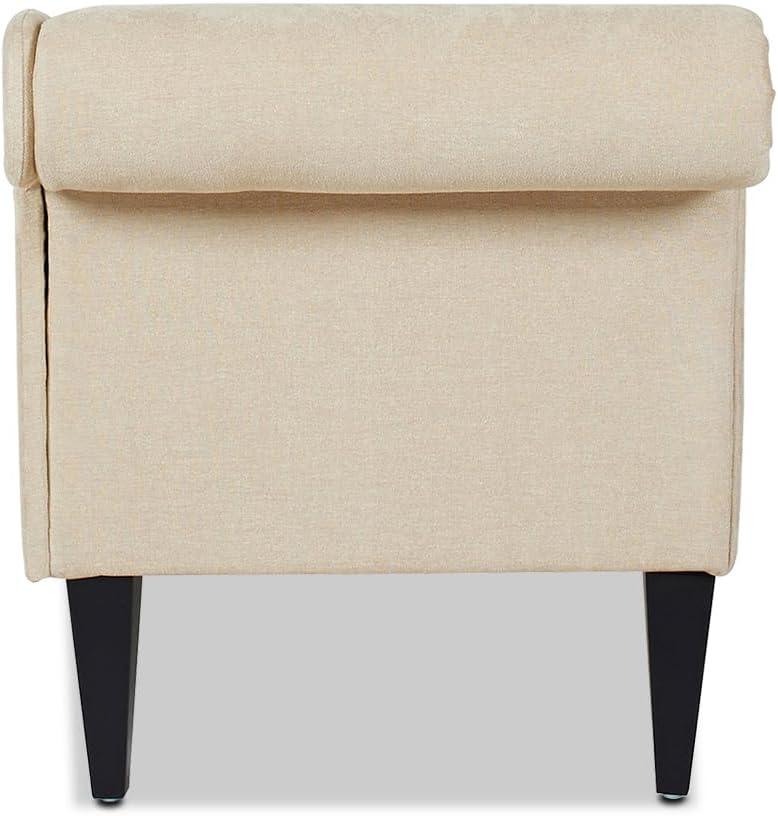 Harrison Tufted Roll Arm Chaise Lounge Beige