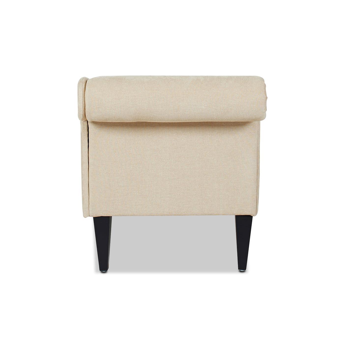 Harrison Tufted Roll Arm Chaise Lounge Beige