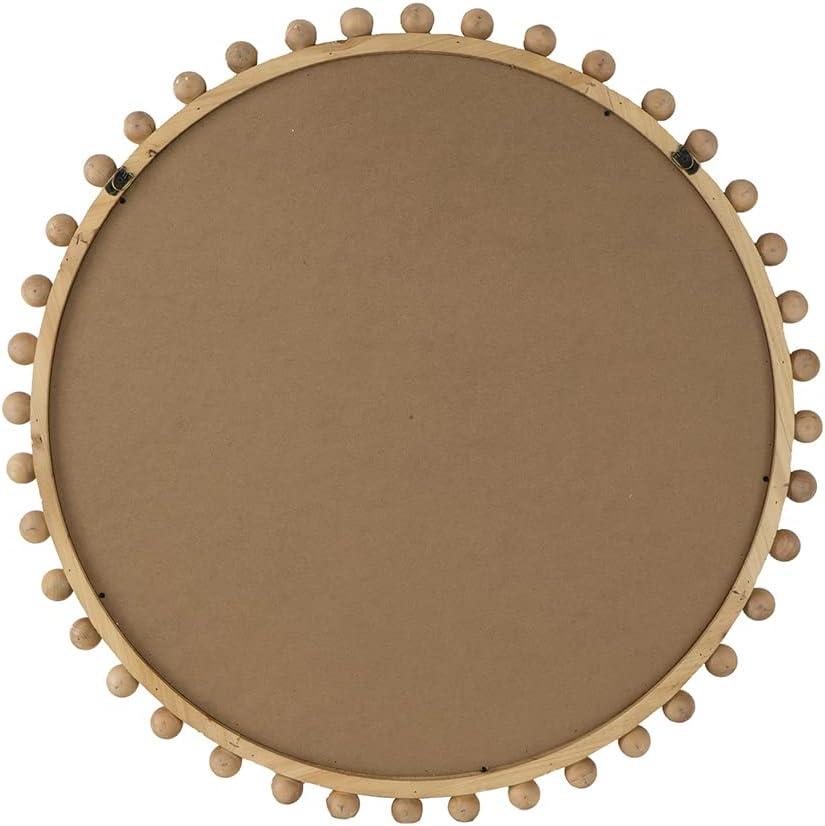 A&B Home Round Beaded Wall Mirror - Farmhouse Circular Wall Mirror with Beaded Wooden Frame, Home Wall Décor, 34" x 2" x 34"