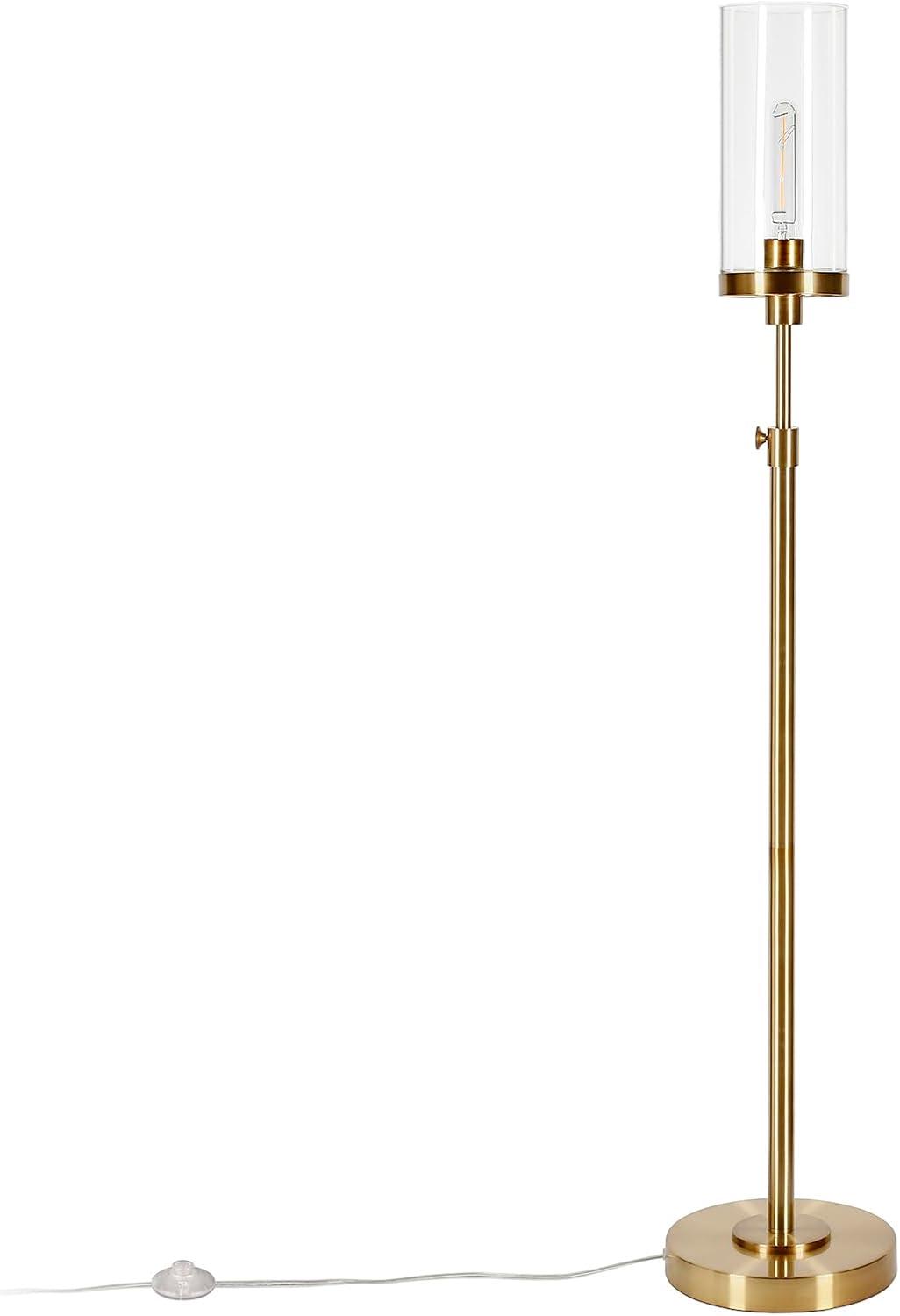 Evelyn&Zoe Frieda 66" Tall Floor Lamp with Glass Shade in Brass/White Milk