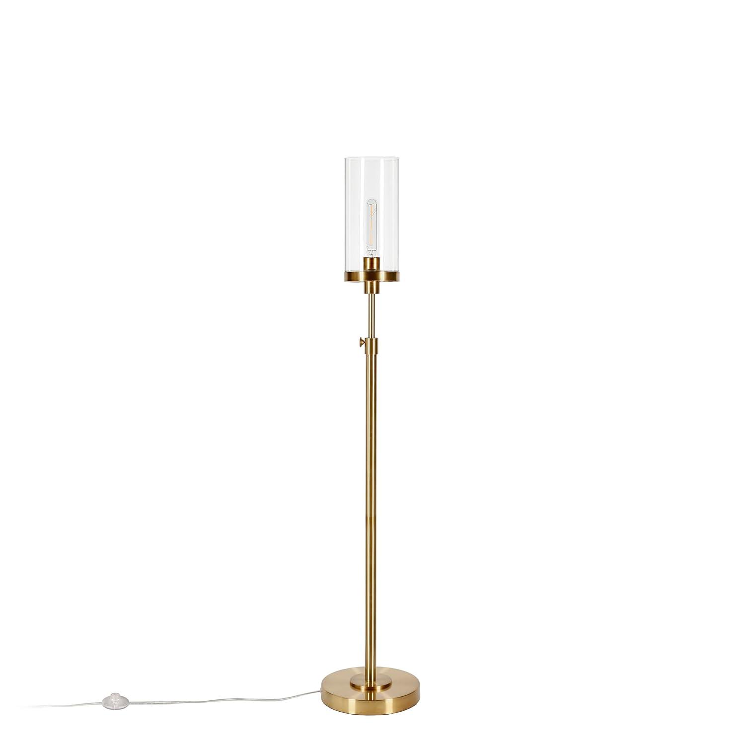Evelyn&Zoe Frieda 66" Tall Floor Lamp with Glass Shade in Brass/White Milk