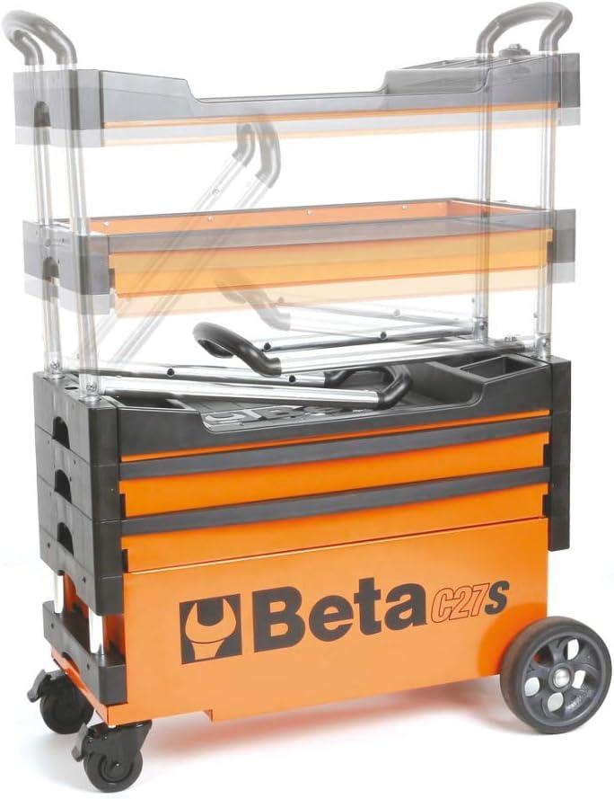 Beta Beta C27S Collapsible Tool Cart, 4” Steering Casters with Brake, 110 Pound Load Capacity