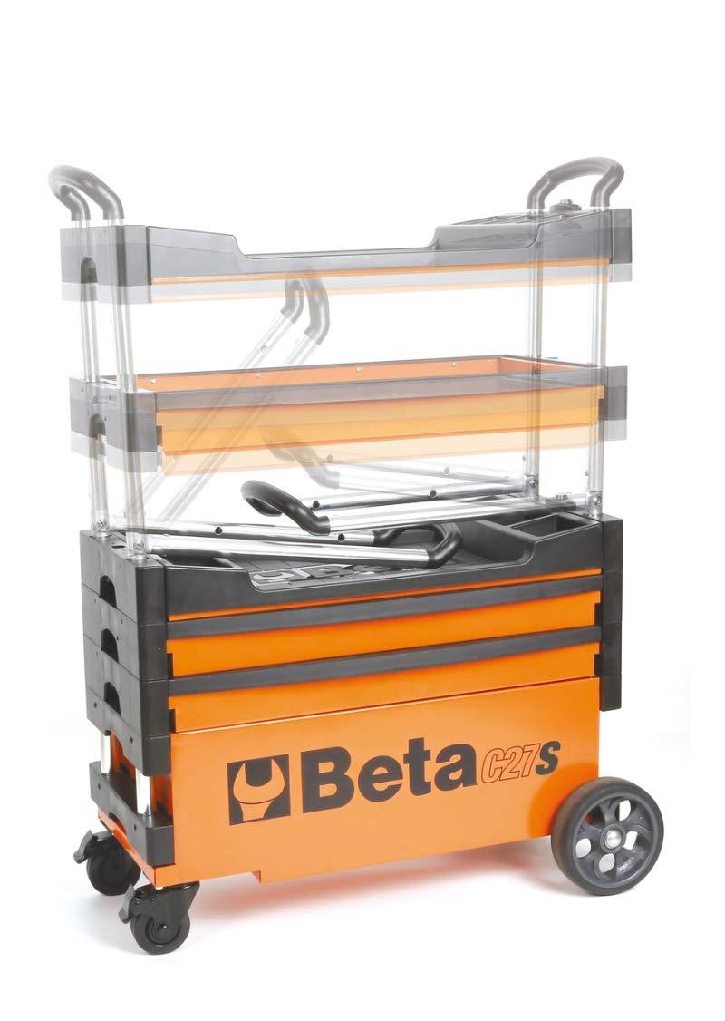 Beta Beta C27S Collapsible Tool Cart, 4” Steering Casters with Brake, 110 Pound Load Capacity