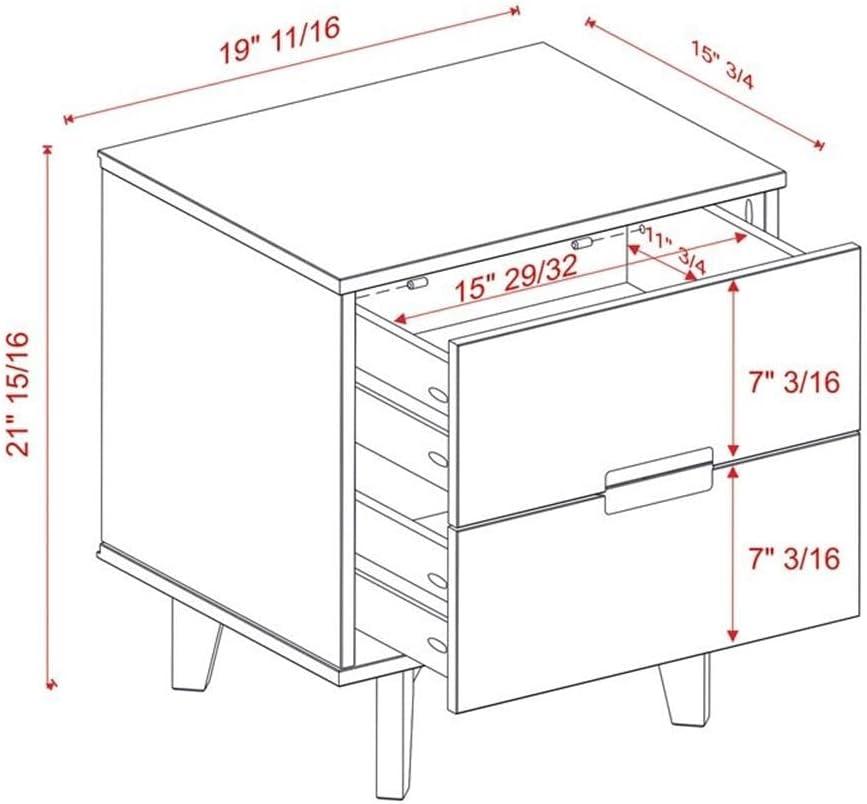 Mid-Century Modern Walnut Pine 2-Drawer Nightstand Set