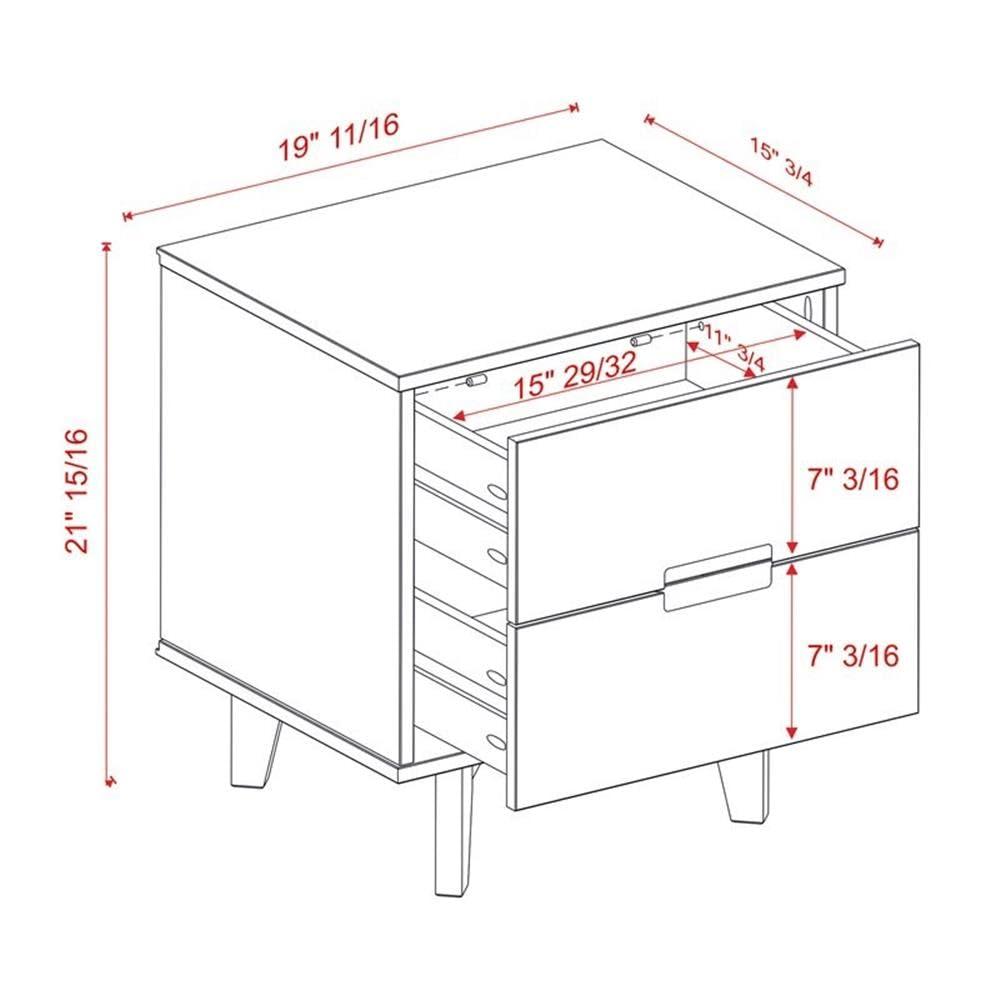 Mid-Century Modern Walnut Pine 2-Drawer Nightstand Set
