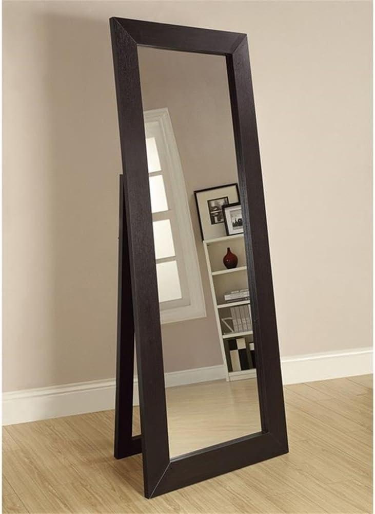 Coaster Contemporary Rectangular Wood Floor Mirror in Cappuccino