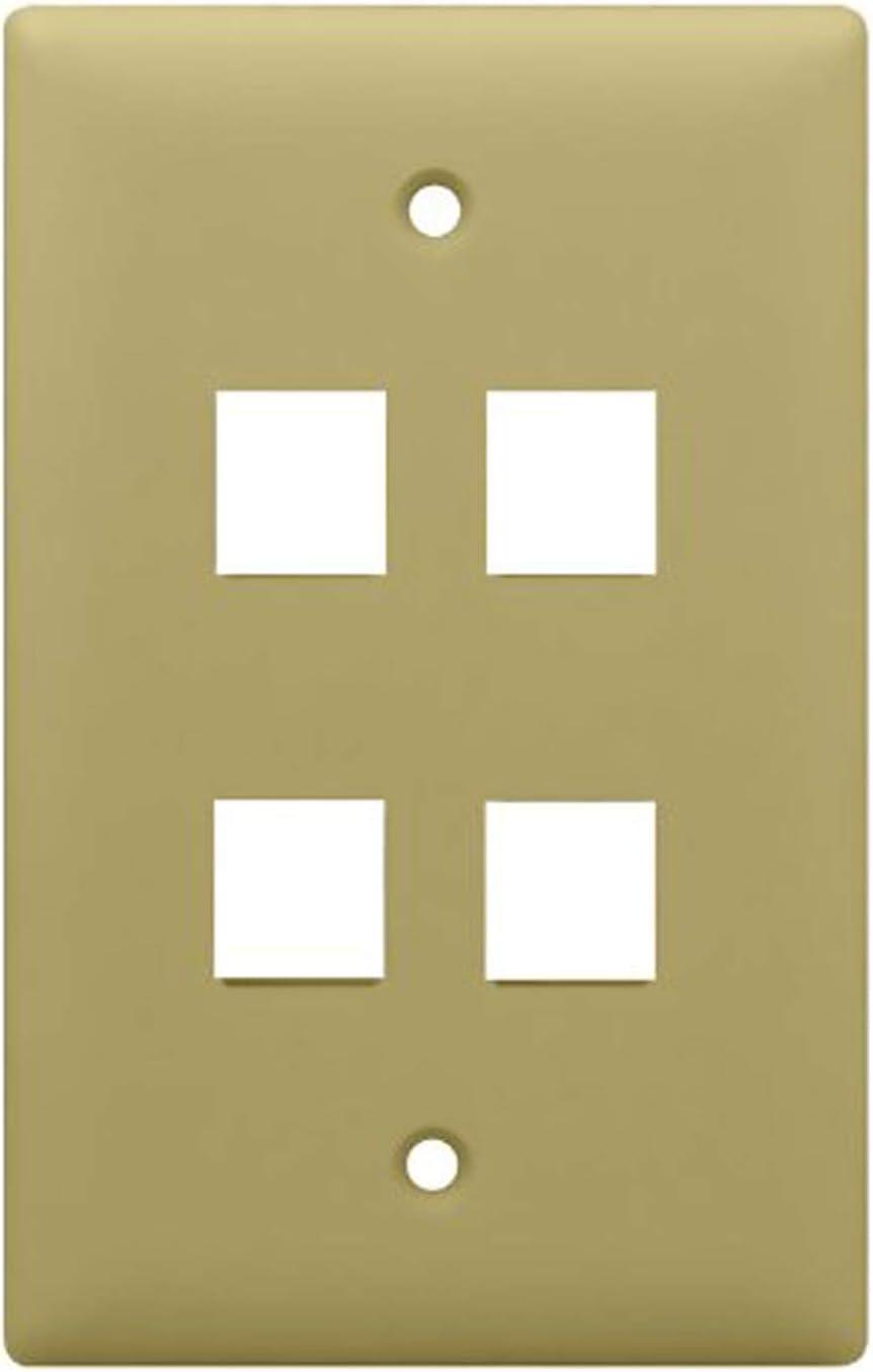 White Single Gang 4-Port Keystone Wall Plate
