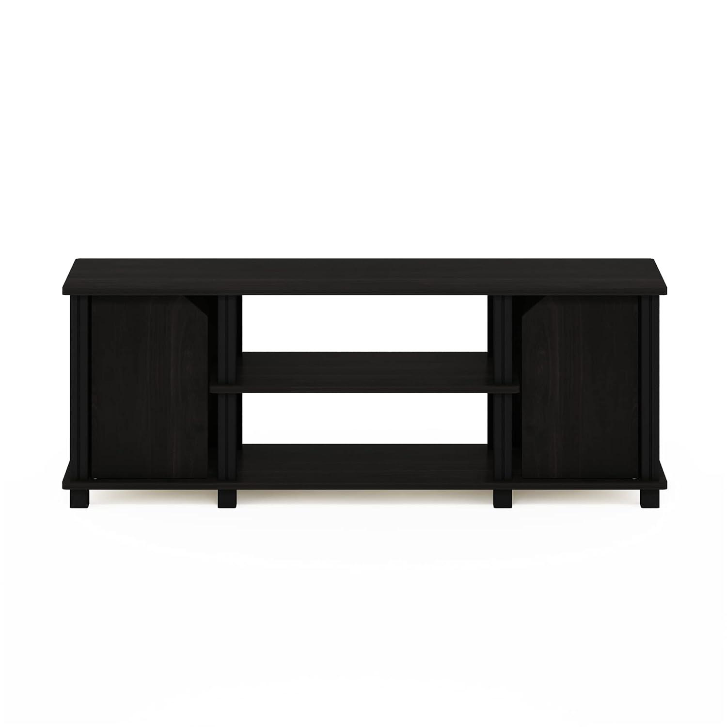 Furinno Brahms TV Stand with Shelves and Storage, Espresso/Black