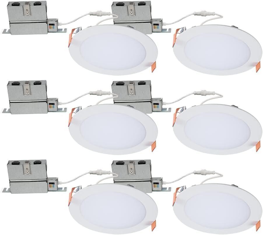 Halo 6" White Aluminum LED Recessed Light Kit, 6-Pack