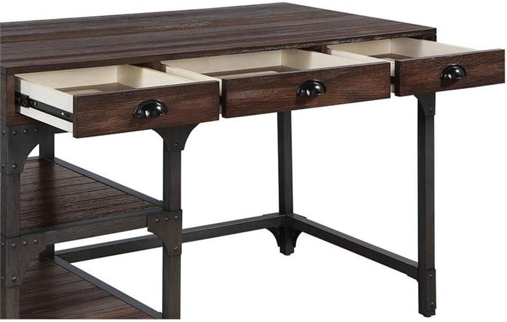 ACME Gorden Writing Desk in Espresso Oak and Antique Black