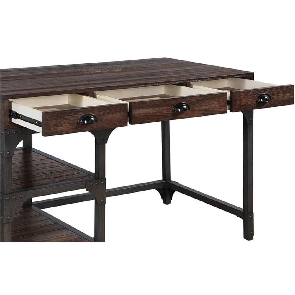ACME Gorden Writing Desk in Espresso Oak and Antique Black