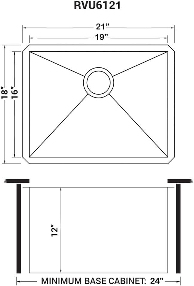 Ruvati 21" x 18" x 12" Deep Laundry Utility Sink Undermount 16 Gauge Stainless Steel