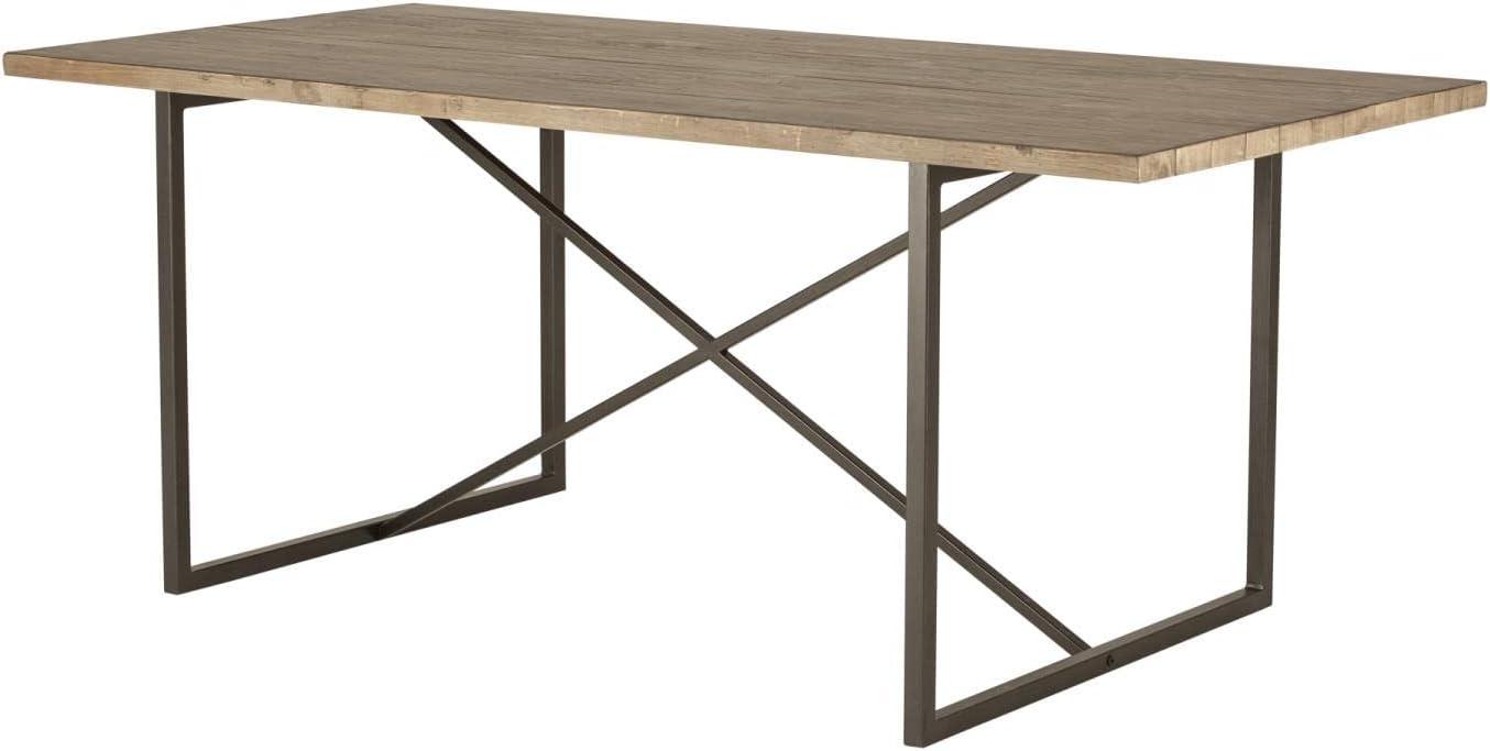 Sierra 75" Reclaimed Pine Wood Dining Table with Metal Base