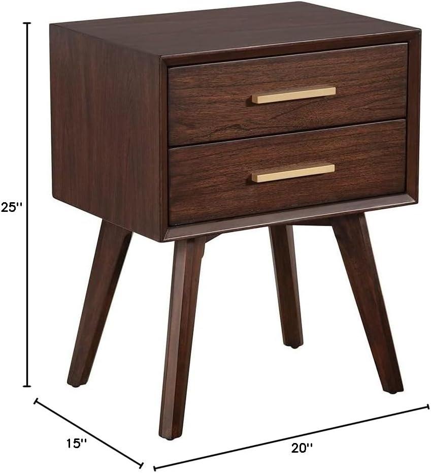 Alpine Furniture Gramercy 2 Drawer Wood Nightstand in Walnut (Brown)