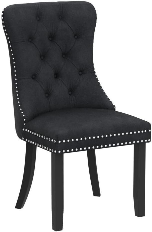 Westice Dining Chairs Set of 6, Tufted Dining Room Chair with Nailhead for Kitchen Restaurant, Black